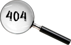 Image of magnifying glass viewing the numbers 404