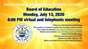 Board of Education Meeting - Monday, July, 13, 2020