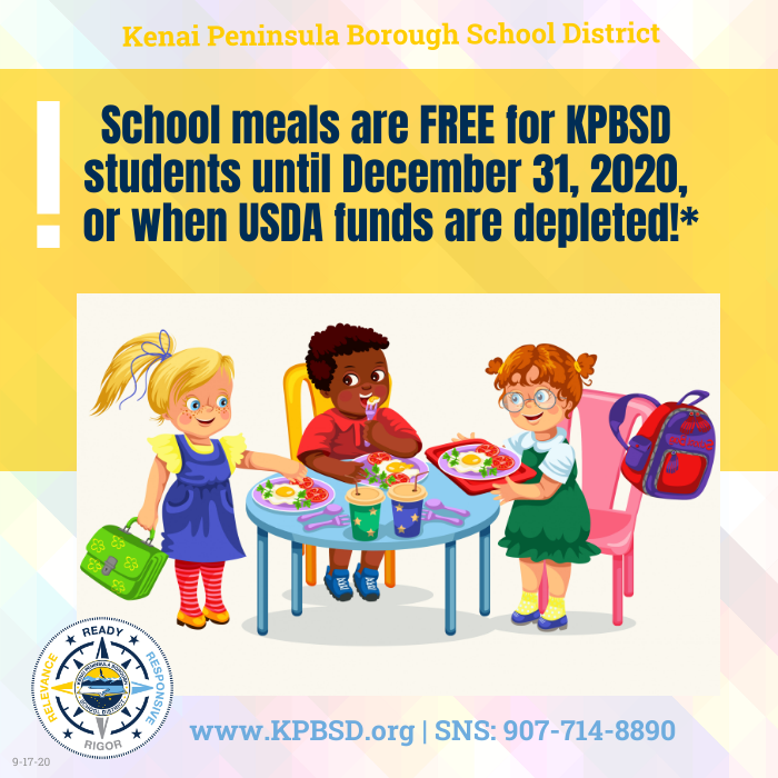 FREE meals for KPBSD students through the end of 2020