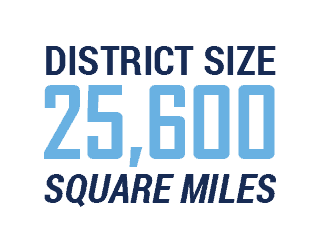 District size - 25,600 square miles